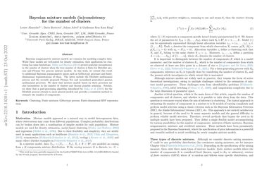 Bayesian Mixture Models In Consistency For The Number Of Clusters Bayesian Mixture Models In Consistency For The Number Of Clusters